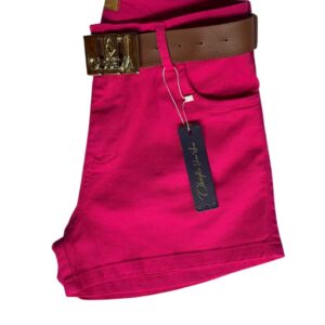 short jeans rosa feminino curto 10404