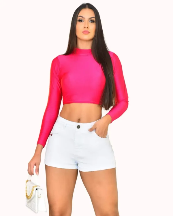 Short branco com elastano e tecido grosso 10312 - Imagem 3
