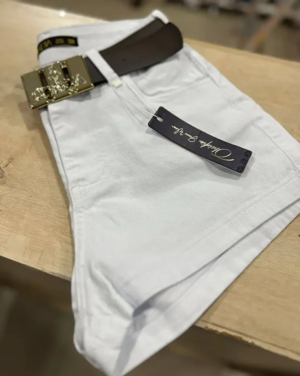 Short branco com elastano e tecido grosso 10312 - Imagem 4