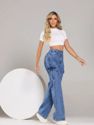 Calça feminina wide leg alta 20408