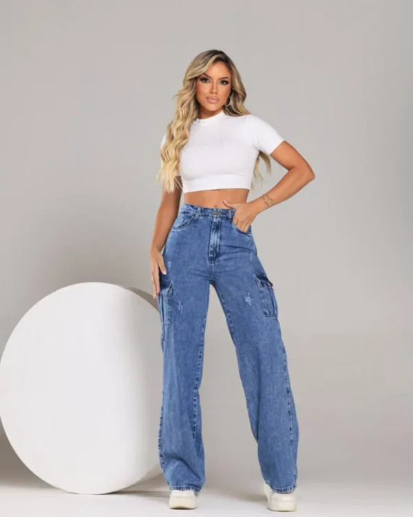 Calça feminina wide leg alta 20408 - Imagem 3