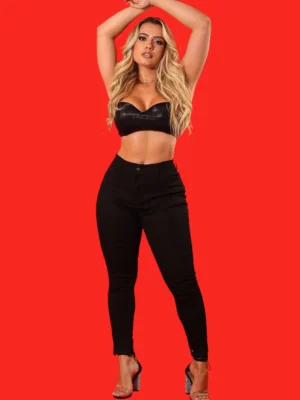 Calça preta com Jeans com Lycra  modelagem empina BumBum 2081