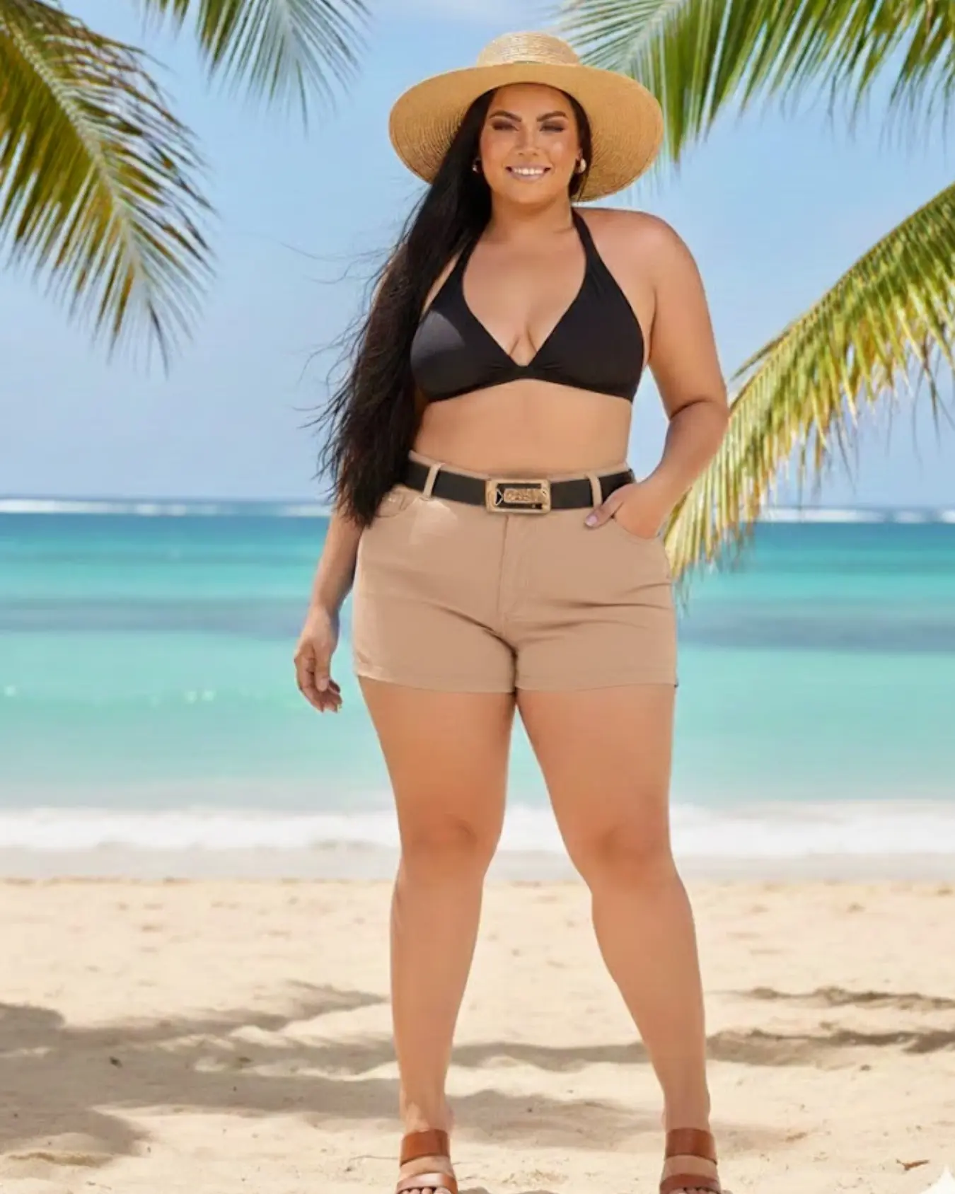 Short Jeans com Lycra Nude Empina Bumbum + Cinto Exclusivo - Imagem 3