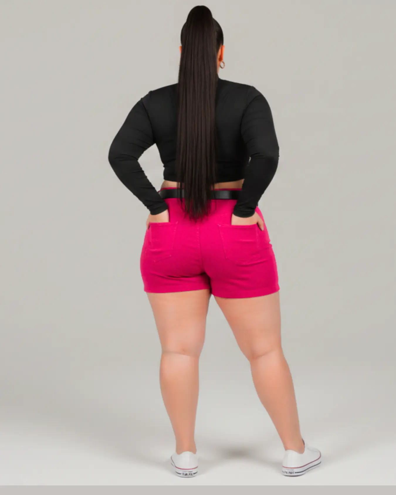 Short Plus Size Rosa Vibrante Empina Bumbum + Cinto com Fivela Exclusiva - Imagem 3