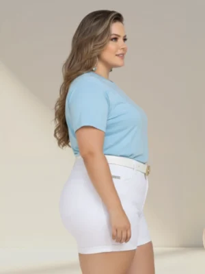 Short Jeans branco Modelador empina Bum Bum