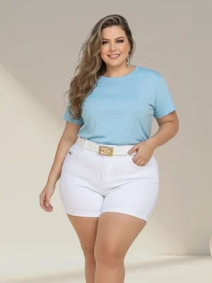 Short Jeans branco Modelador empina Bum Bum