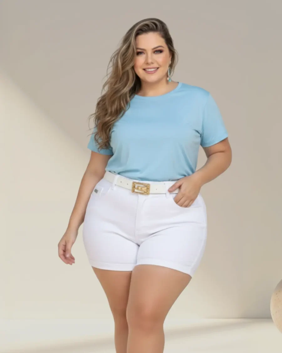 Short Jeans branco Modelador empina Bum Bum